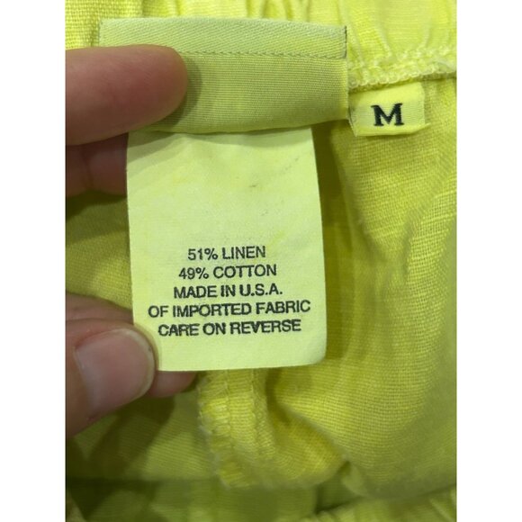 Hot Cotton Cropped Cargo Pants Green Lime Sz Medium Pull On Elastic Waist NWT - Picture 7 of 11